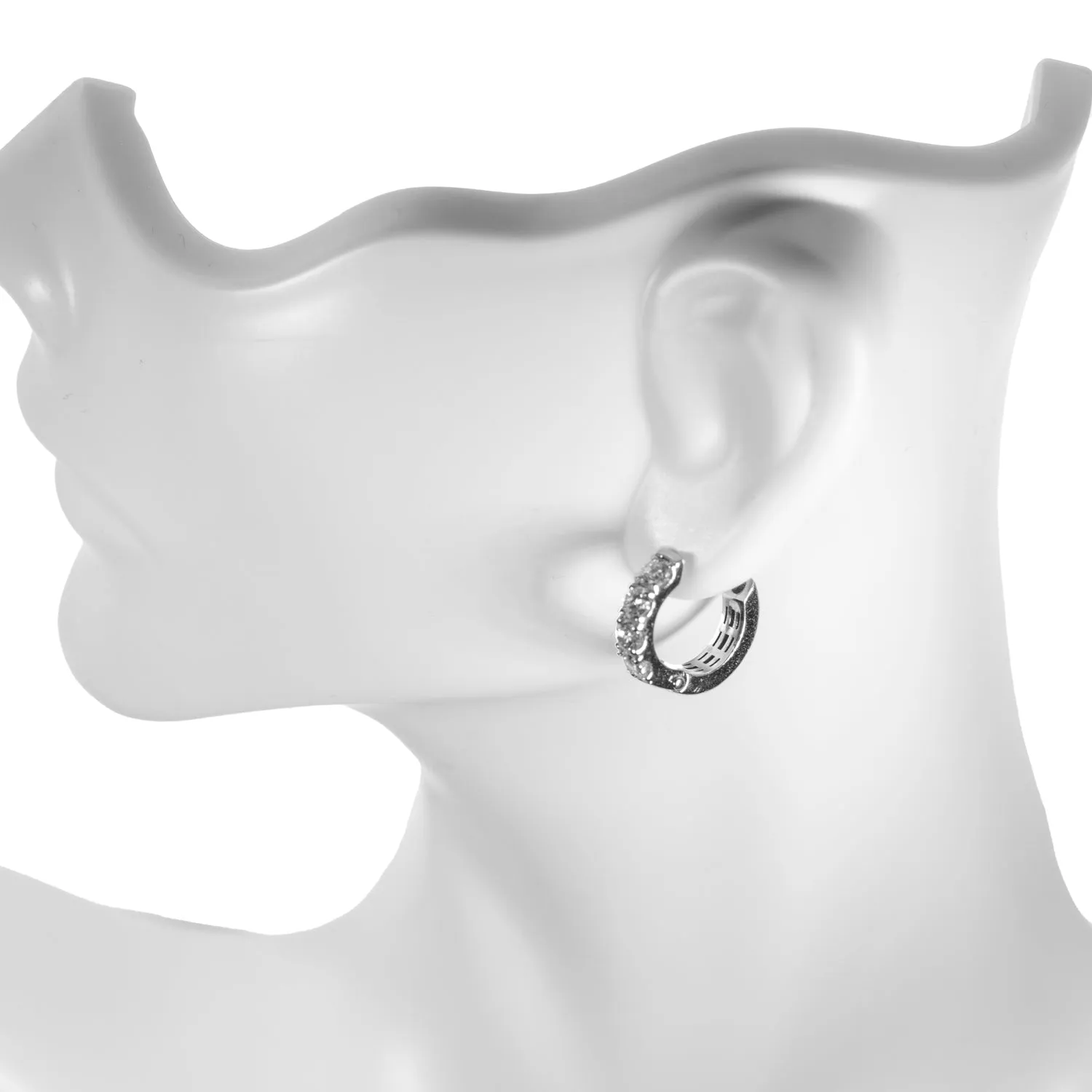 0.75cttw Lab Diamond Huggie earrings 14K White Gold