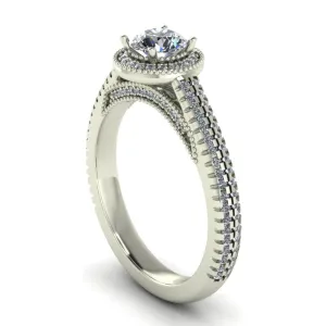 0.85ct Round Diamond Gold Pave Engagement Ring - 04US03