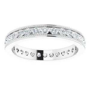 0.90 ct. Round Diamond  Eternity Band MIlgrain Accent Ring