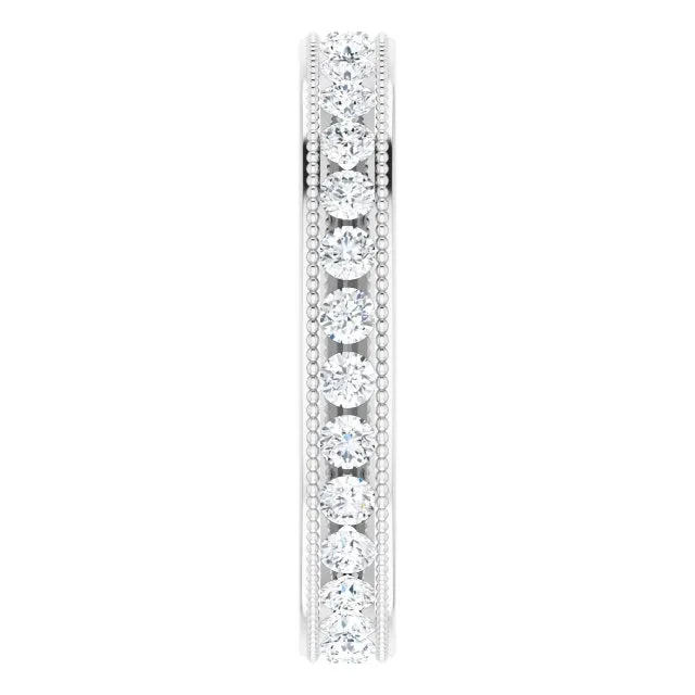 0.90 ct. Round Diamond  Eternity Band MIlgrain Accent Ring