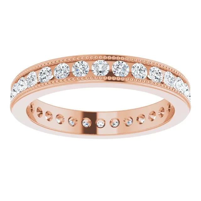 0.90 ct. Round Diamond  Eternity Band MIlgrain Accent Ring