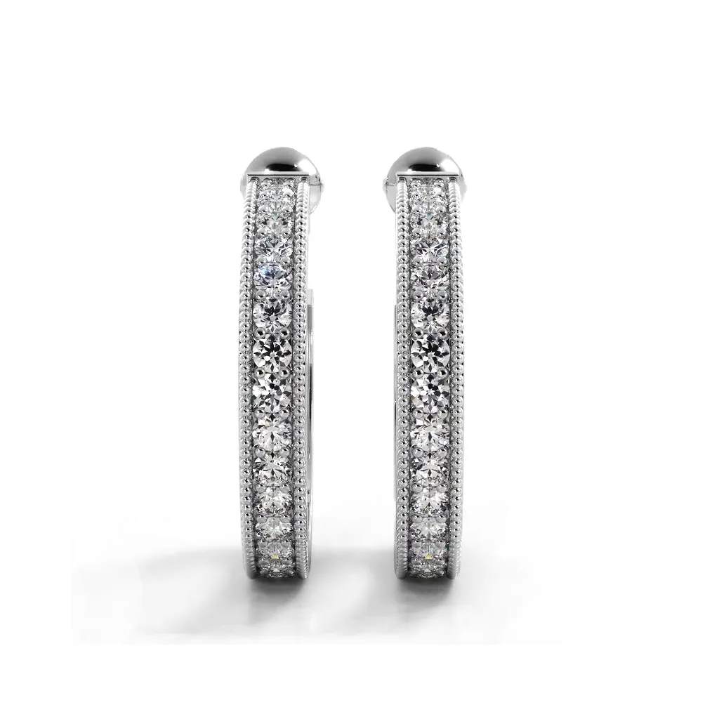 1.0 ct. Round Diamond Milgrain Accent Hoop Earrings