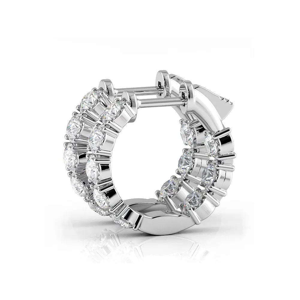 1.0 ctw. Diamond Hoop Earrings Crown  Style Setting