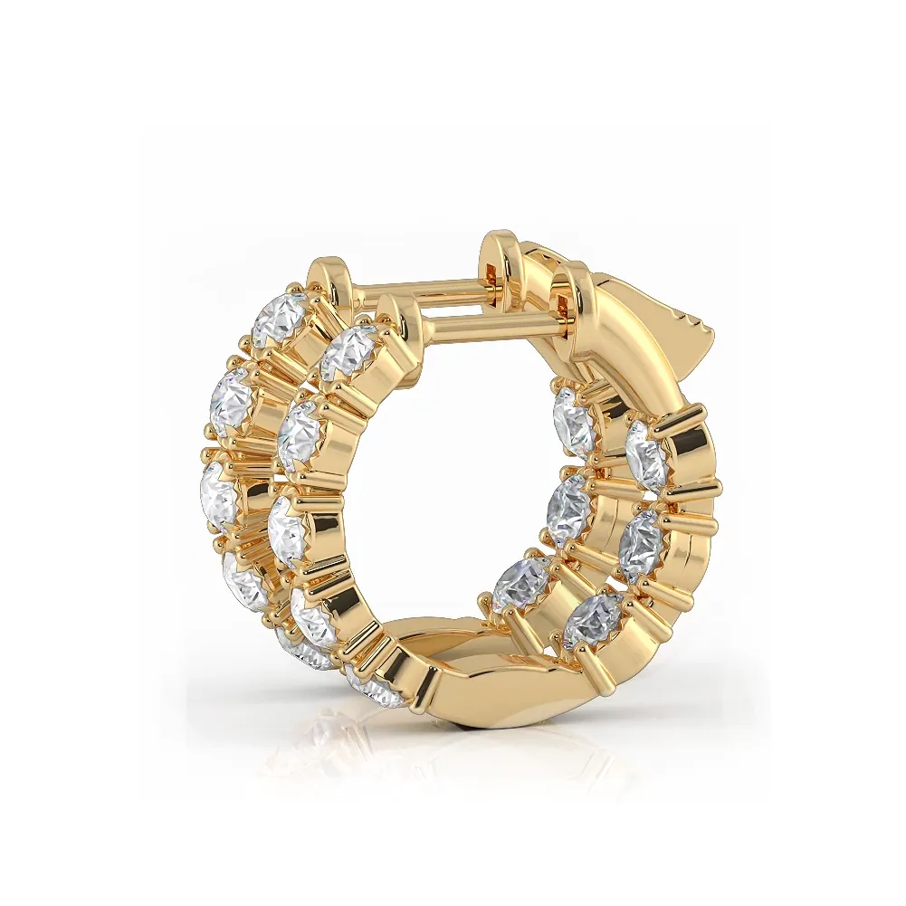 1.0 ctw. Diamond Hoop Earrings Crown  Style Setting