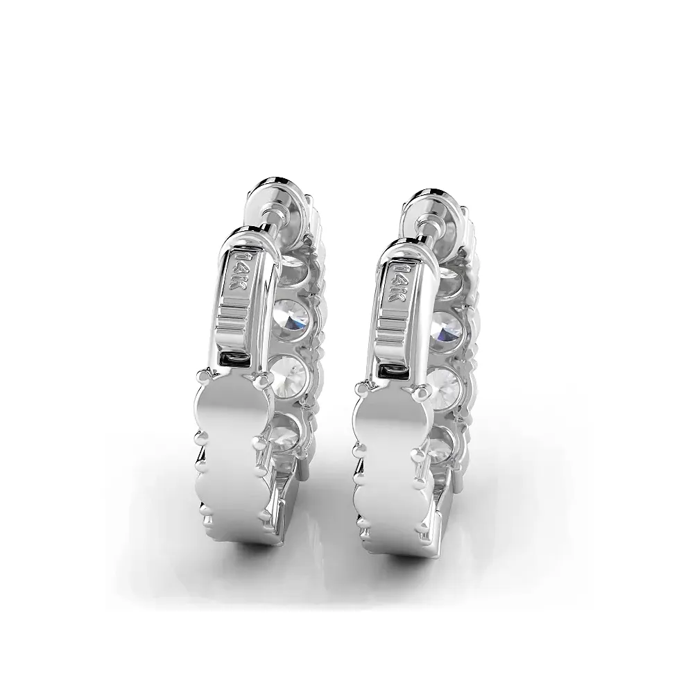 1.0 ctw. Diamond Hoop Earrings Crown  Style Setting