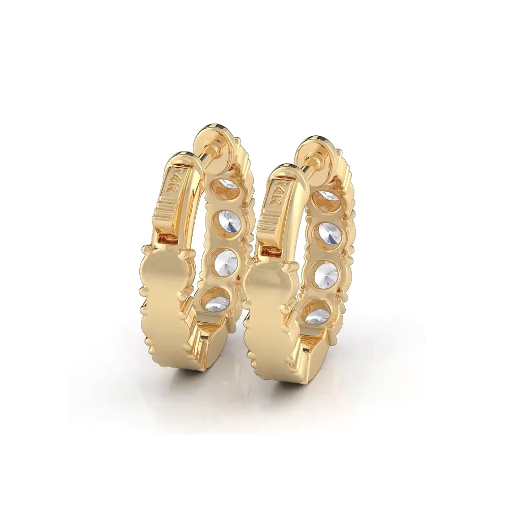 1.0 ctw. Diamond Hoop Earrings Crown  Style Setting