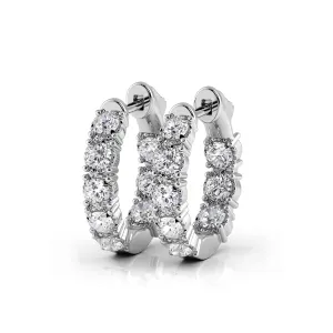 1.0 ctw. Diamond Hoop Earrings Crown  Style Setting