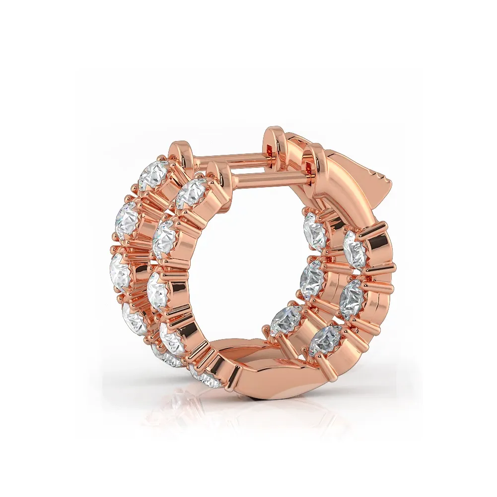 1.0 ctw. Diamond Hoop Earrings Crown  Style Setting