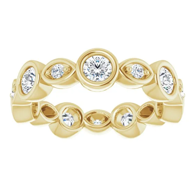 1.00 ct. Round Diamond Eternity Band Bezel Set Ring