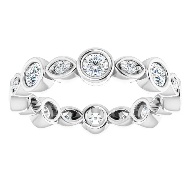 1.00 ct. Round Diamond Eternity Band Bezel Set Ring