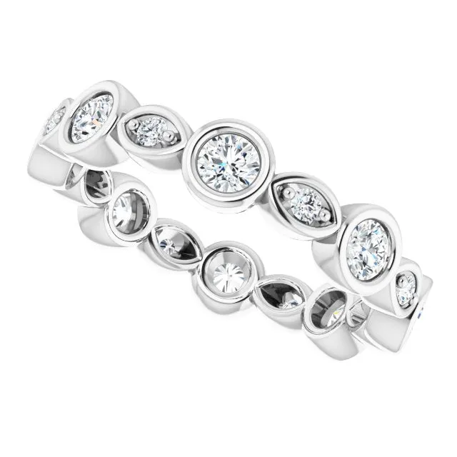 1.00 ct. Round Diamond Eternity Band Bezel Set Ring