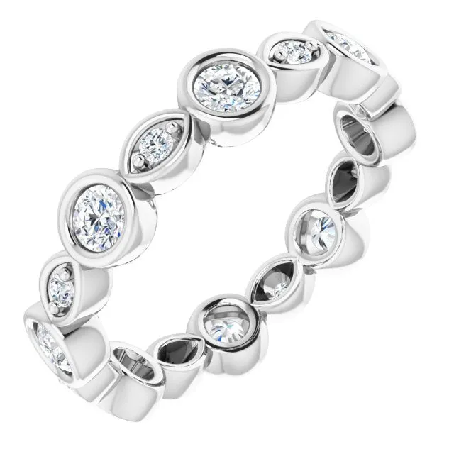 1.00 ct. Round Diamond Eternity Band Bezel Set Ring