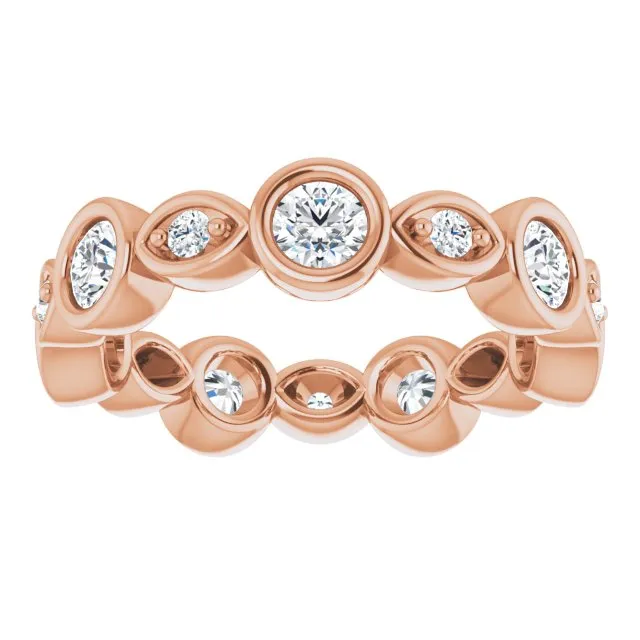 1.00 ct. Round Diamond Eternity Band Bezel Set Ring