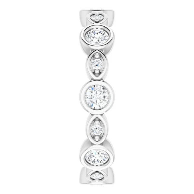 1.00 ct. Round Diamond Eternity Band Bezel Set Ring