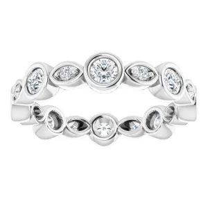 1.00 ct. Round Diamond Eternity Band Bezel Set Ring