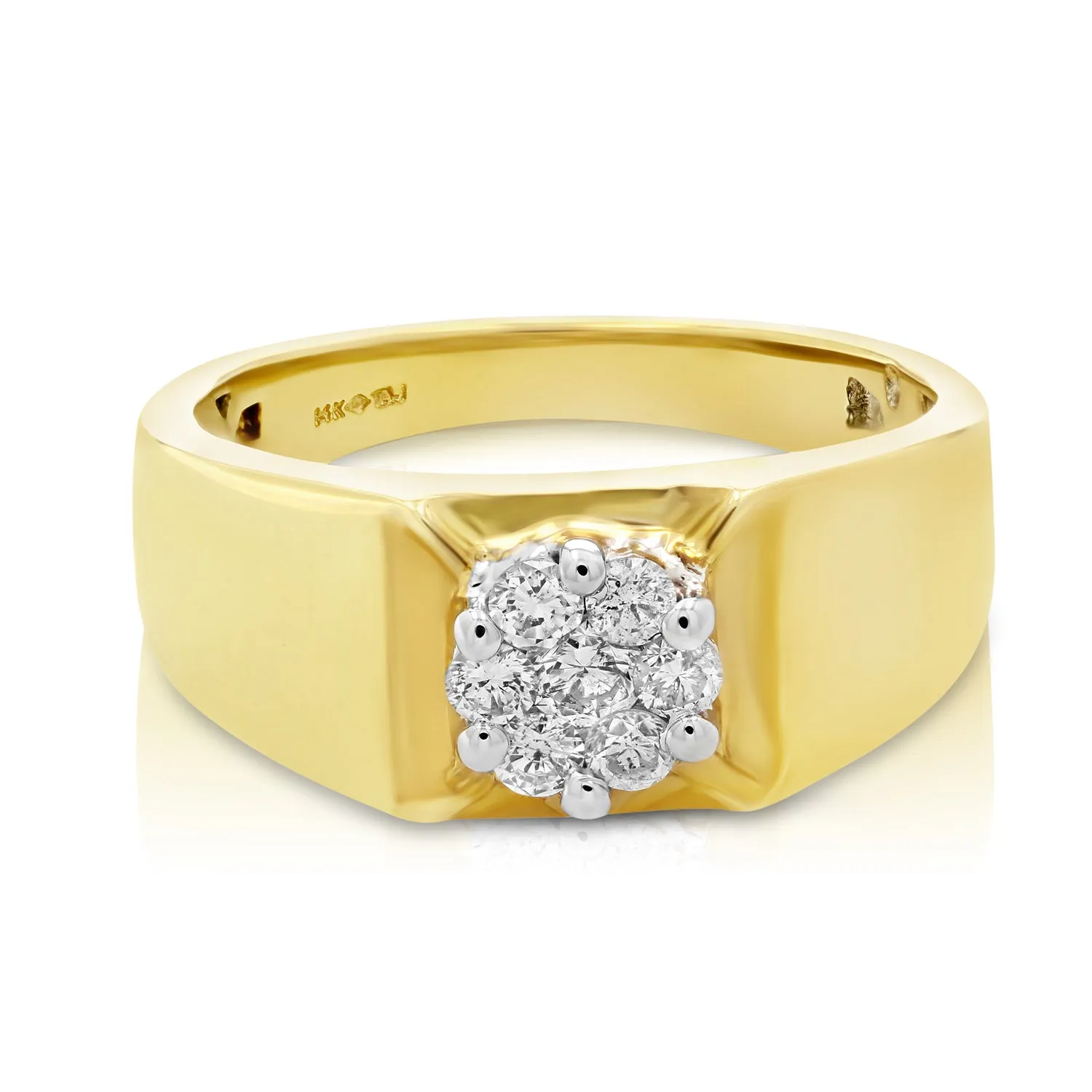 1/2 cttw Diamond Men's Solitaire Cluster Ring in 14K Yellow Gold