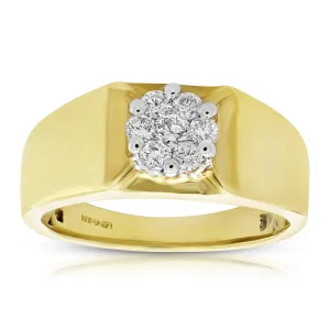 1/2 cttw Diamond Men's Solitaire Cluster Ring in 14K Yellow Gold