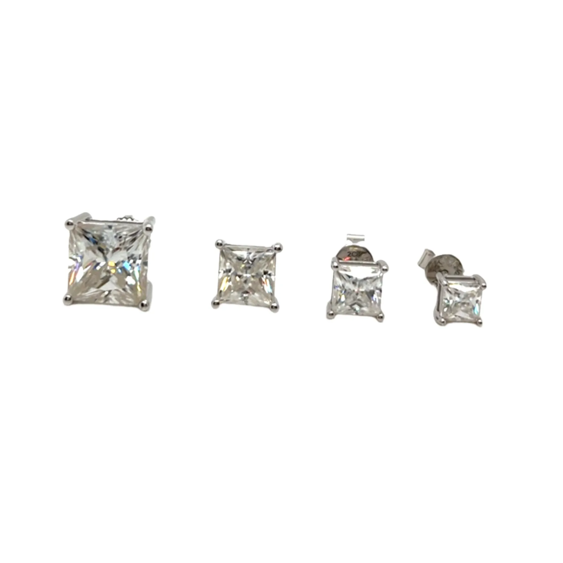 1/2/3CT Lab-Created Moissanite Sterling Silver Square Crystal Earrings 4 Prongs Stud Earrings - M200059