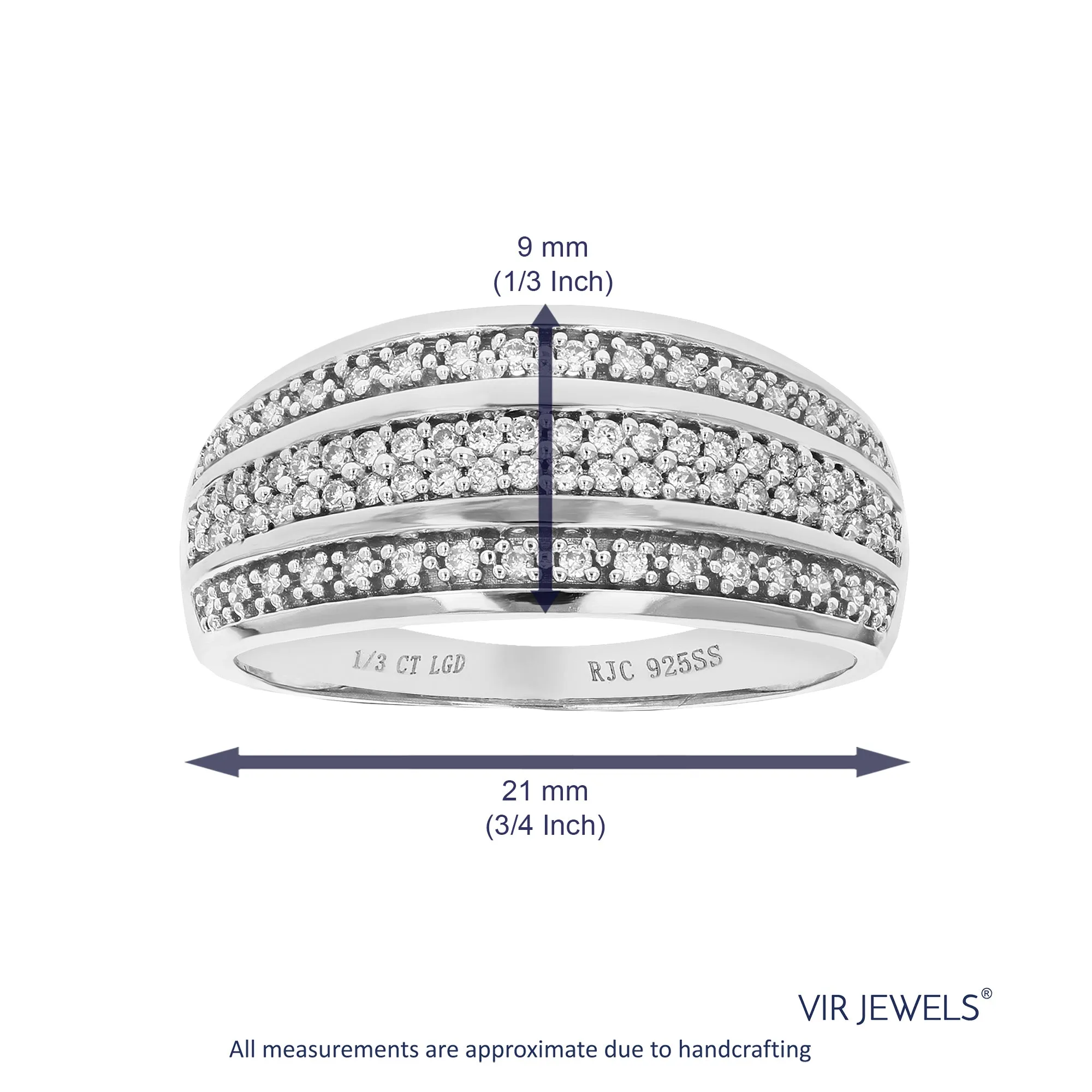 1/3 cttw Lab Grown Diamond Pave Wedding Band in Sterling Silver