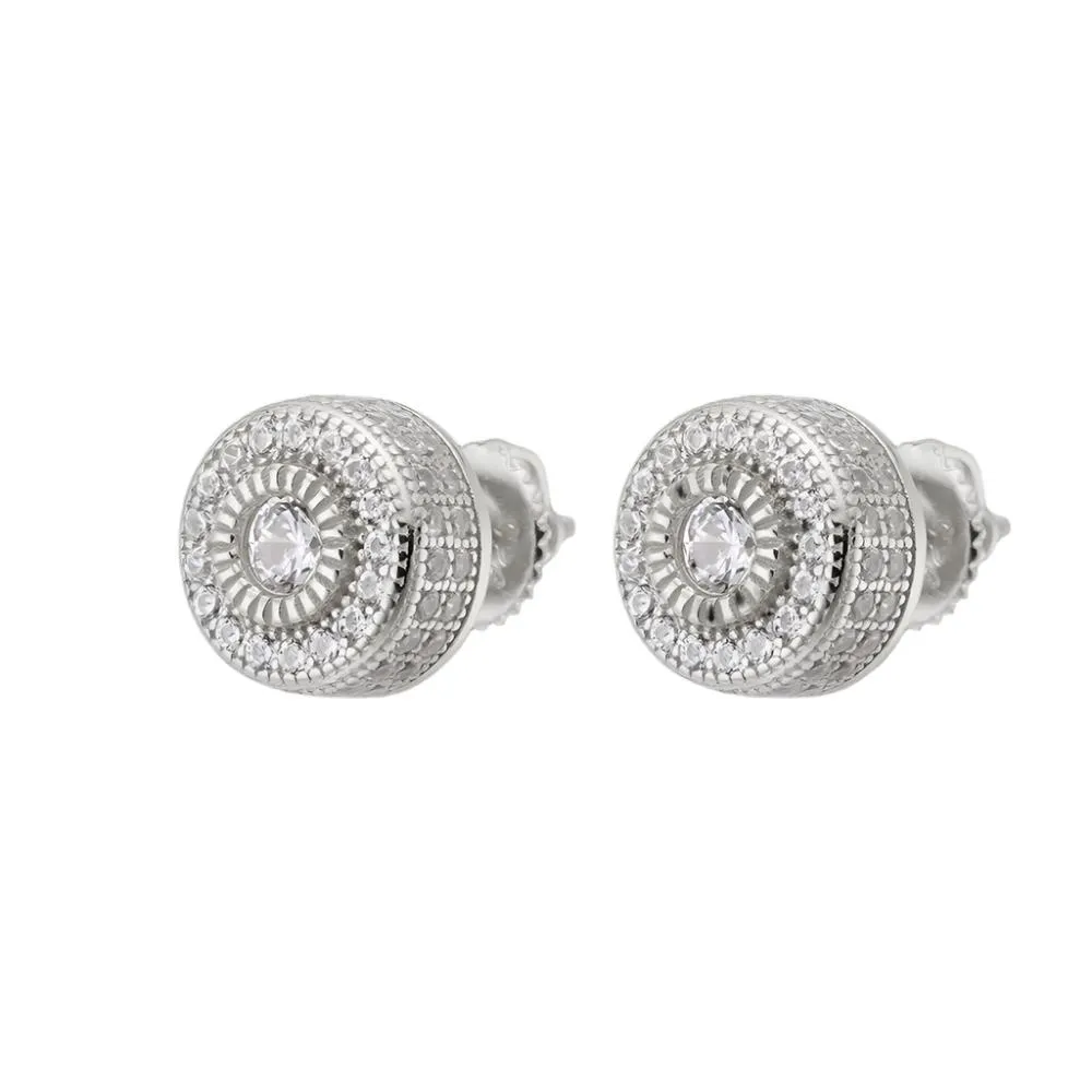 1.31CT Round Moissanite Sterling Silver Timeless Screw Back 9.5MM Earrings - M205669