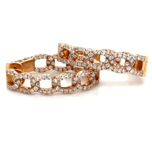 1.33ct tw Diamond & Gold Link Oval Inside-out Hoop Earrings