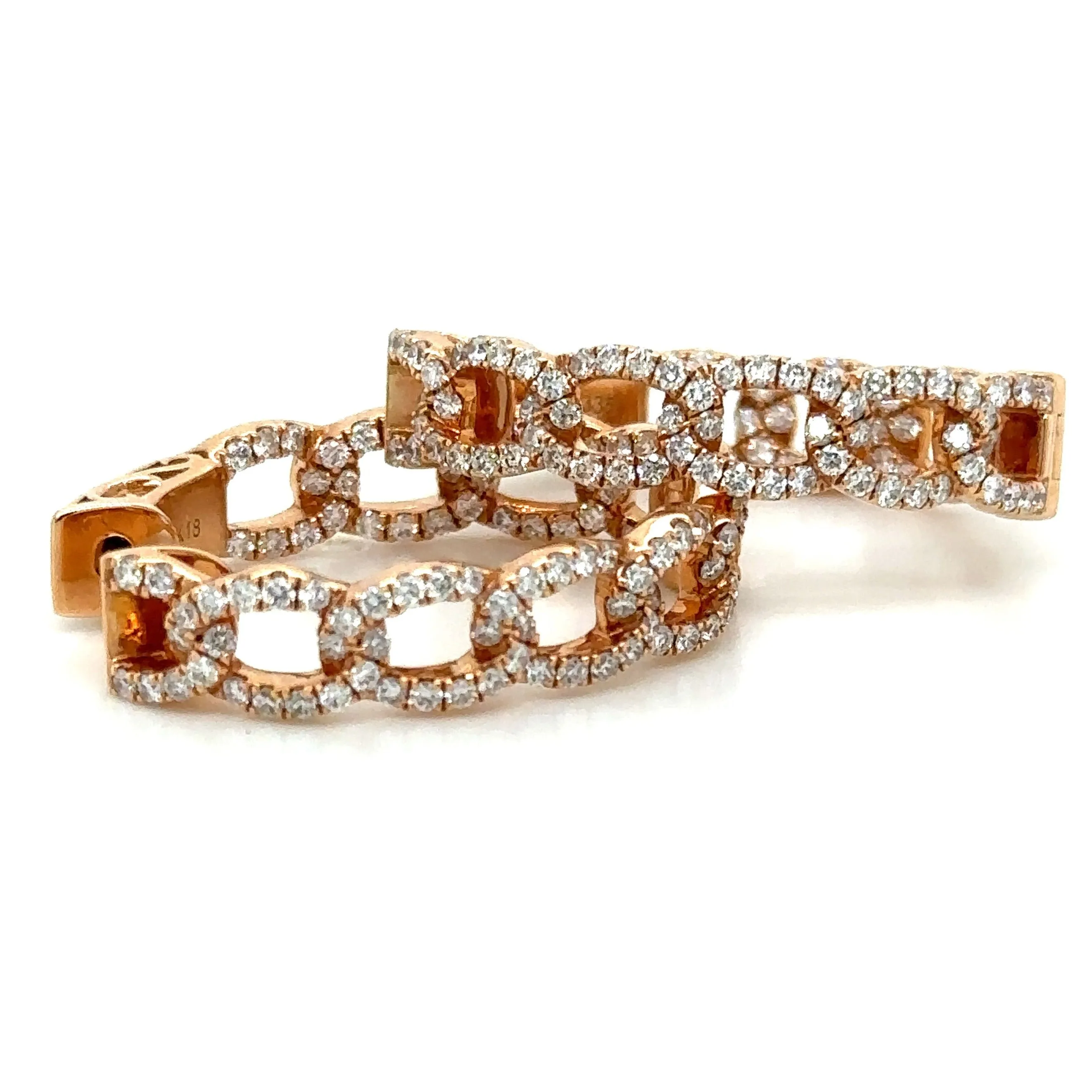 1.33ct tw Diamond & Gold Link Oval Inside-out Hoop Earrings