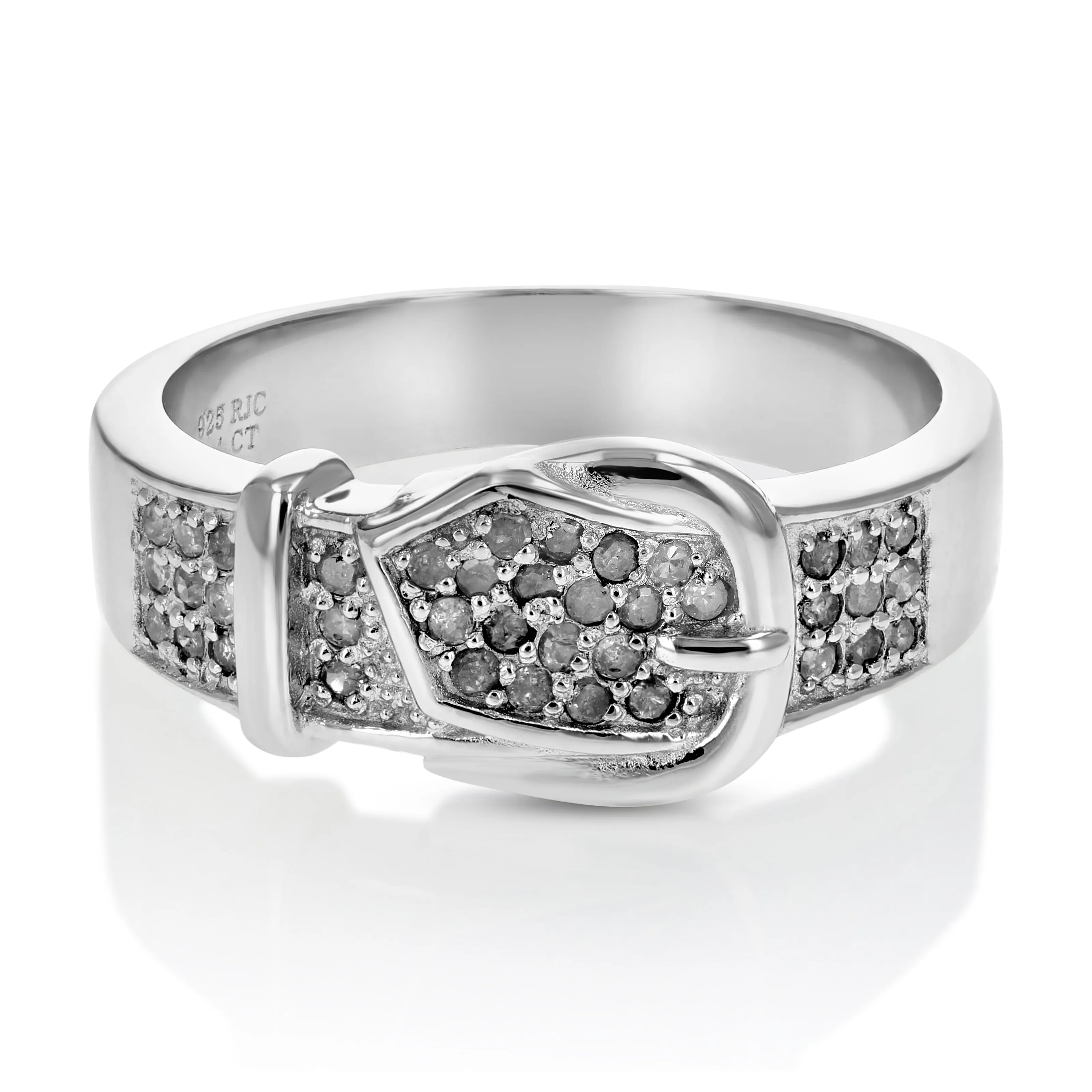 1/4 cttw Diamond Belt Design Wedding Band in Sterling Silver