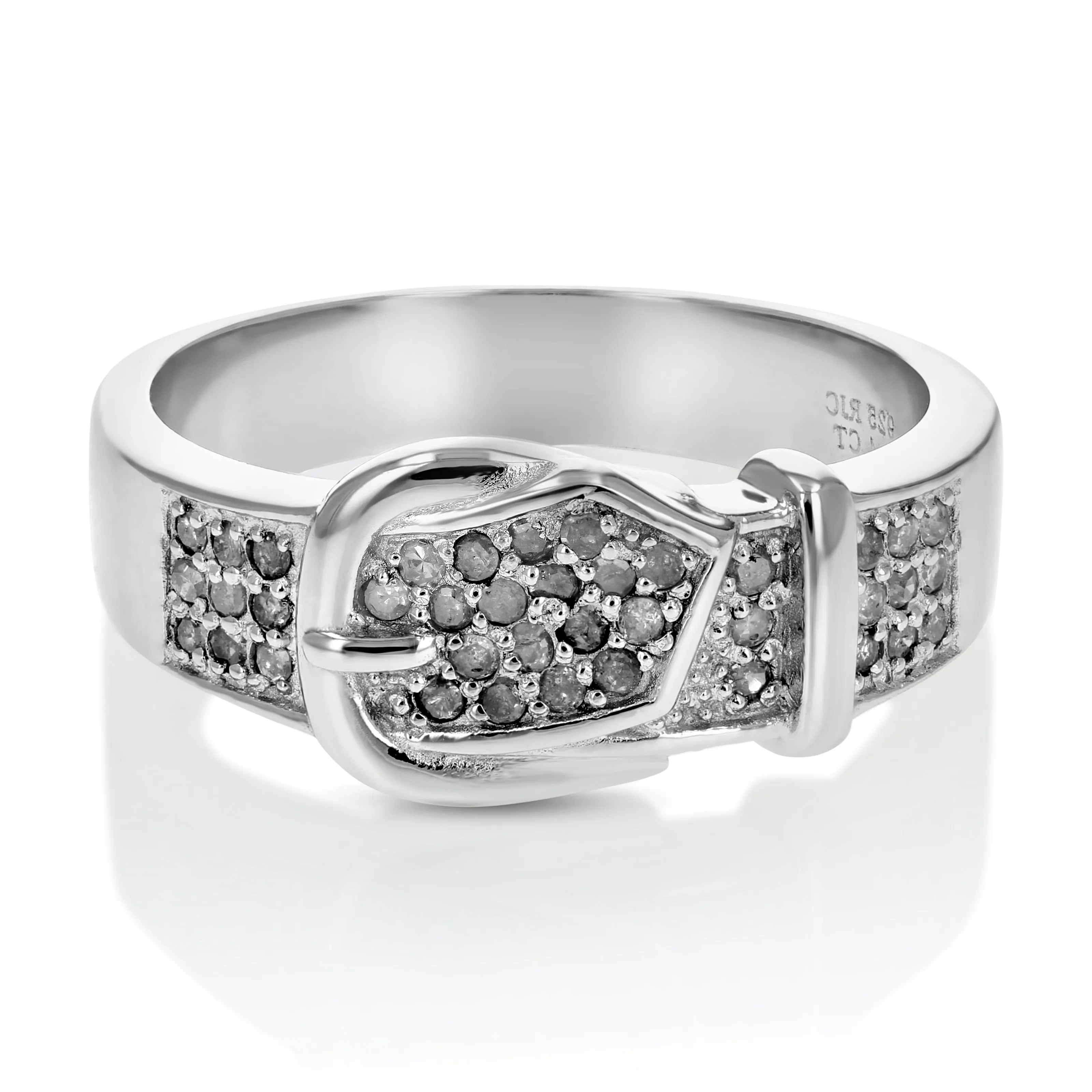 1/4 cttw Diamond Belt Design Wedding Band in Sterling Silver