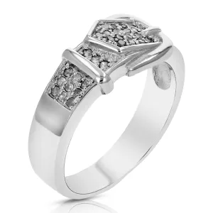 1/4 cttw Diamond Belt Design Wedding Band in Sterling Silver