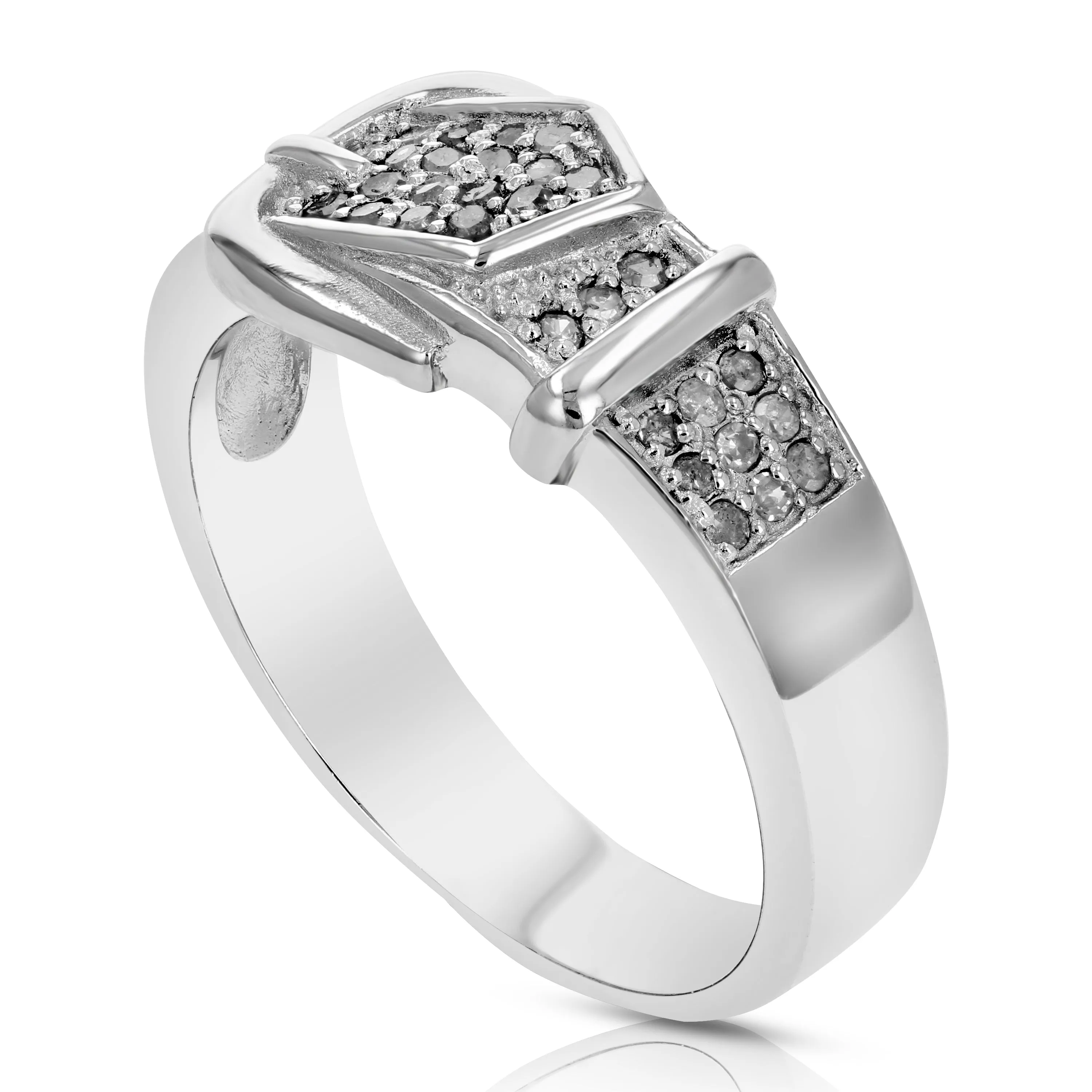 1/4 cttw Diamond Belt Design Wedding Band in Sterling Silver