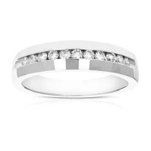 1/4 cttw Diamond Channel Machine Wedding Band in 14K White Gold
