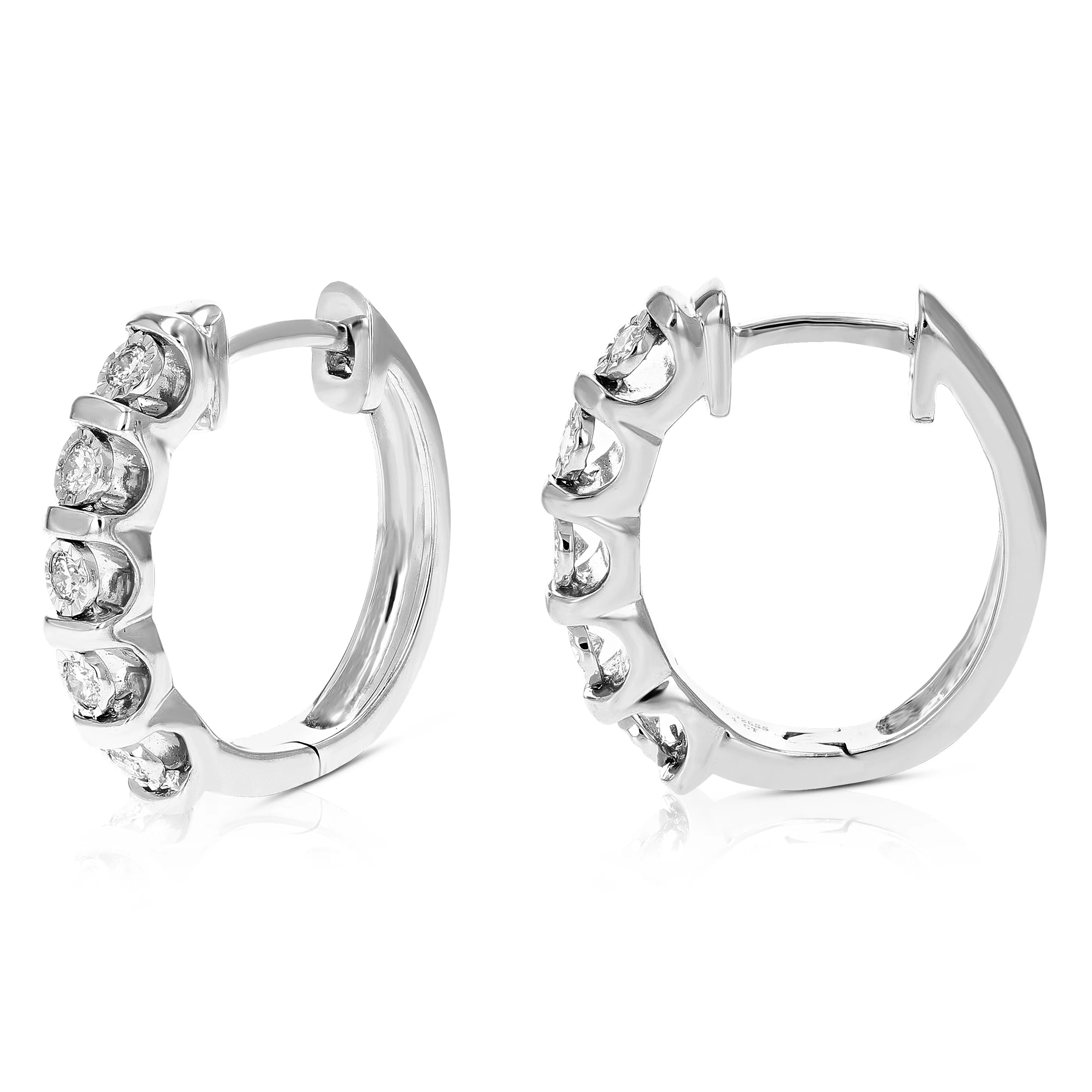 1/4 cttw Lab Grown Diamond Channel Hoop Earrings in Sterling Silver