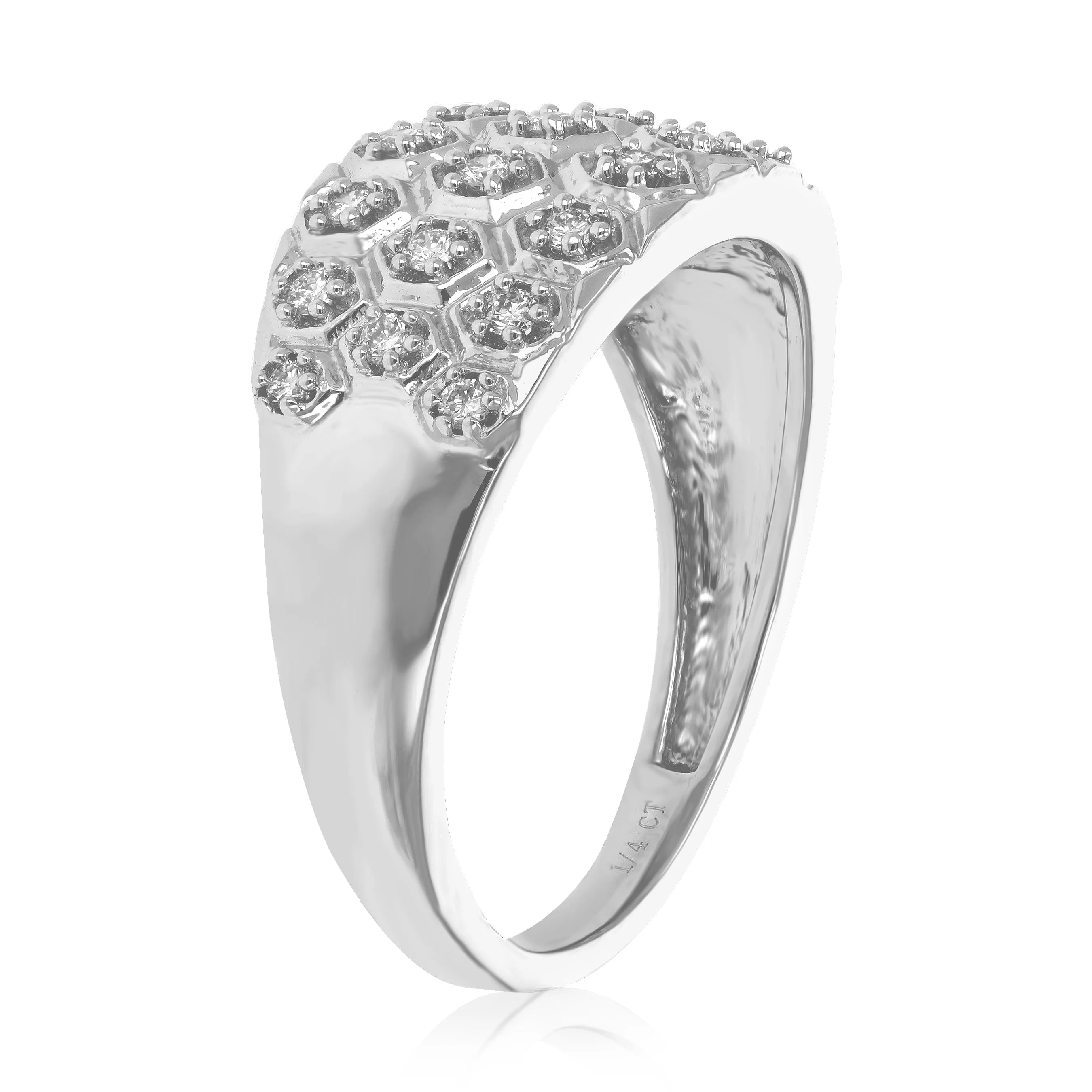 1/4 cttw Lab Grown Diamond Dome Wedding Band Sterling Silver