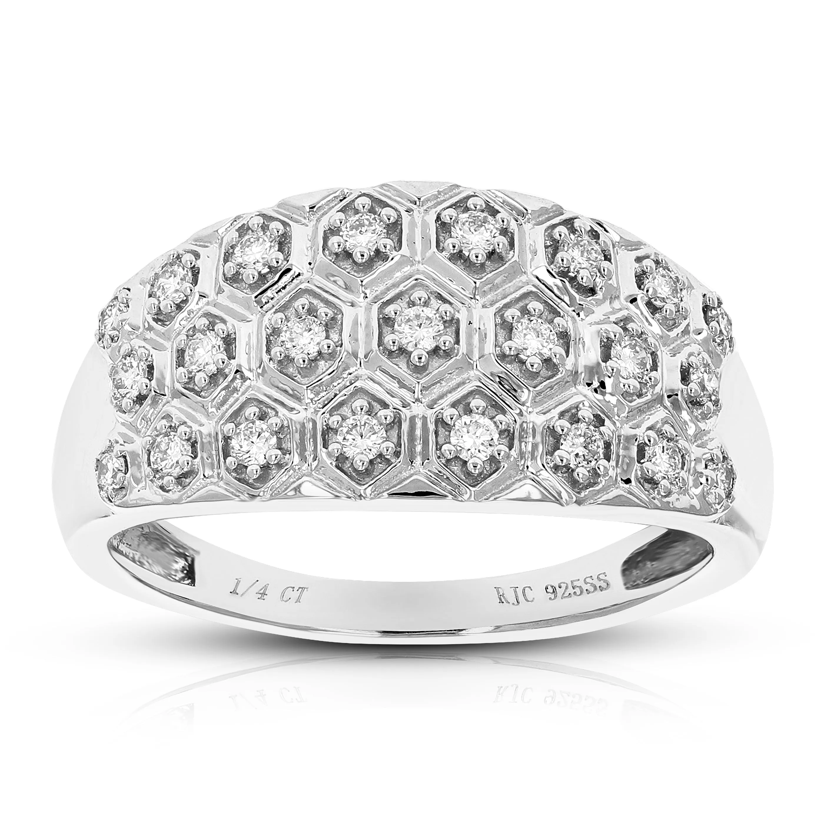 1/4 cttw Lab Grown Diamond Dome Wedding Band Sterling Silver