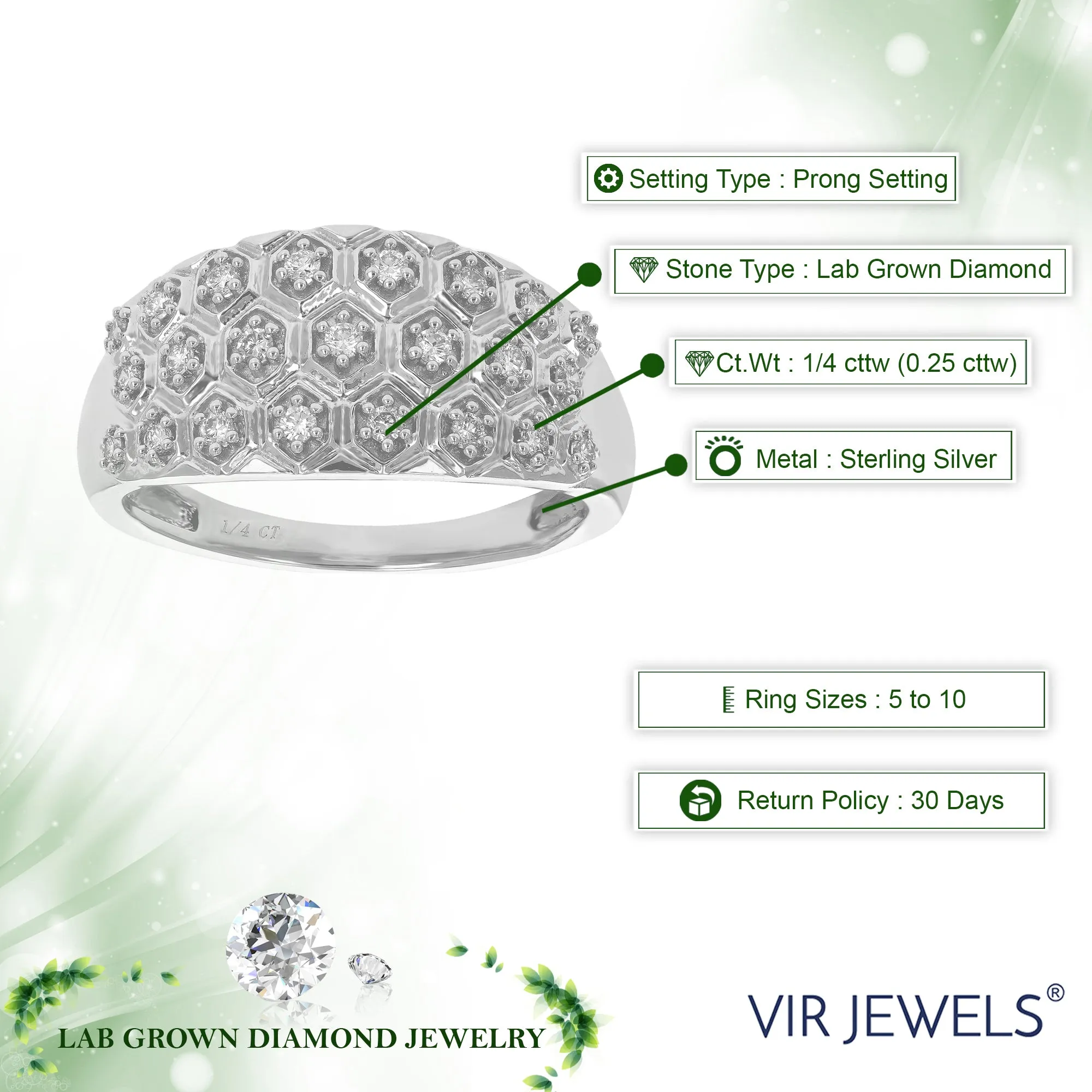 1/4 cttw Lab Grown Diamond Dome Wedding Band Sterling Silver
