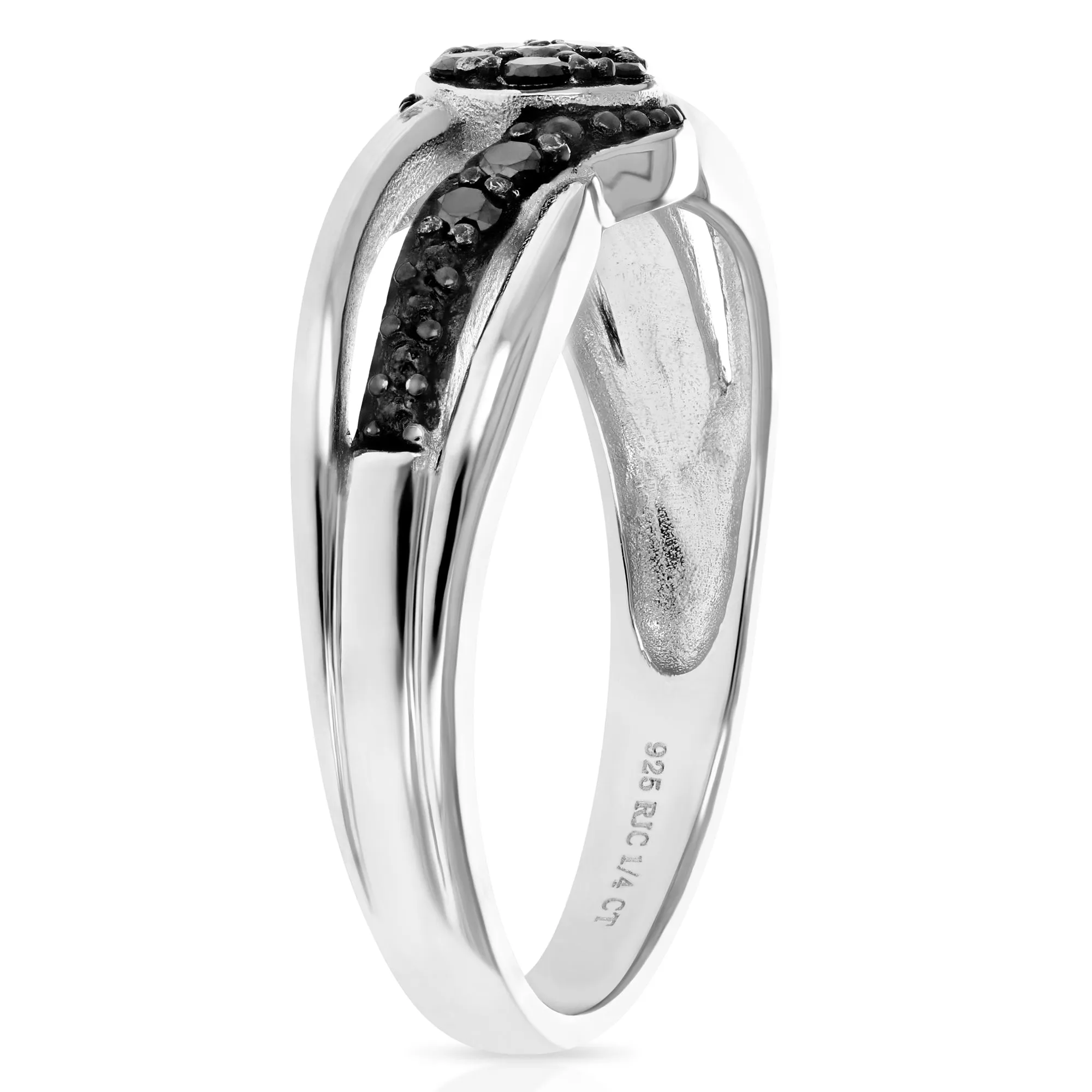 1/4 cttw Swirl Black Diamond Ring in Sterling Silver