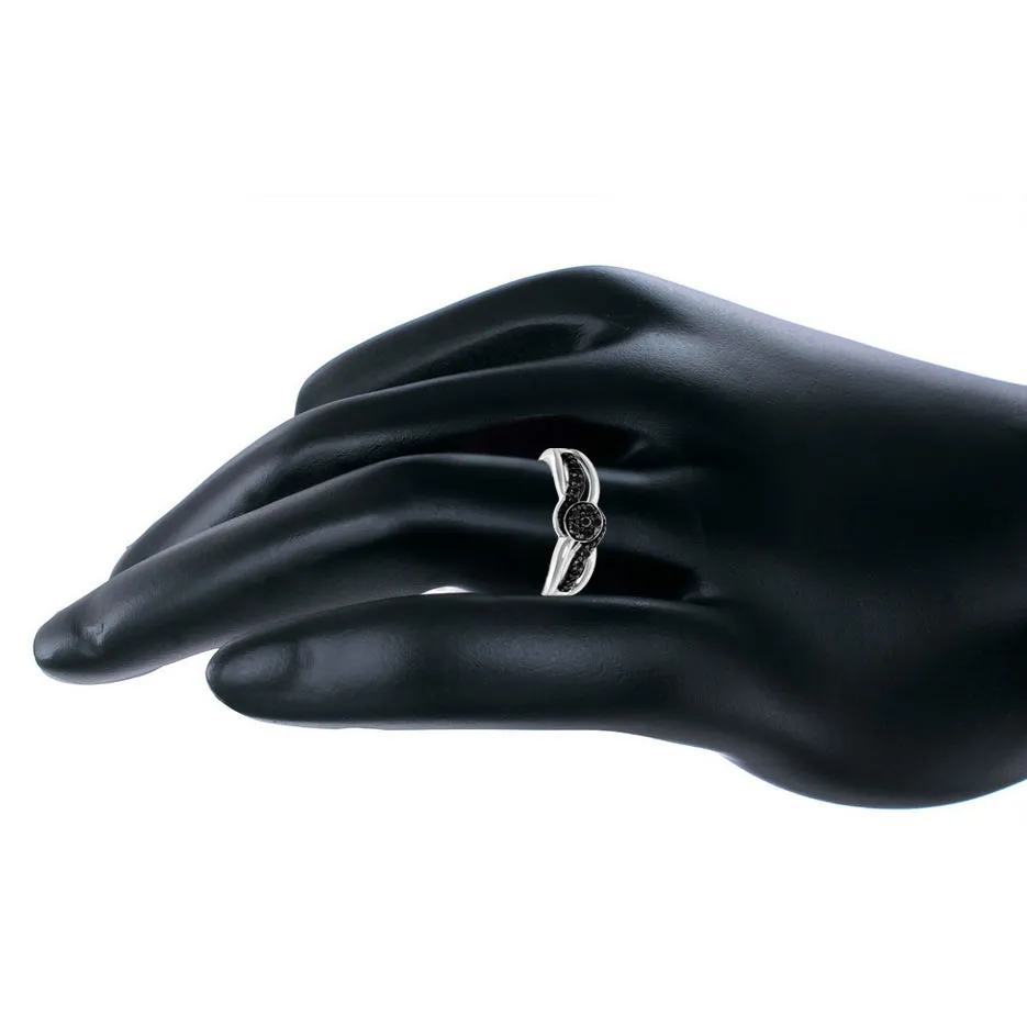 1/4 cttw Swirl Black Diamond Ring in Sterling Silver