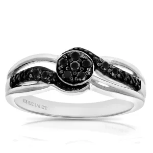 1/4 cttw Swirl Black Diamond Ring in Sterling Silver