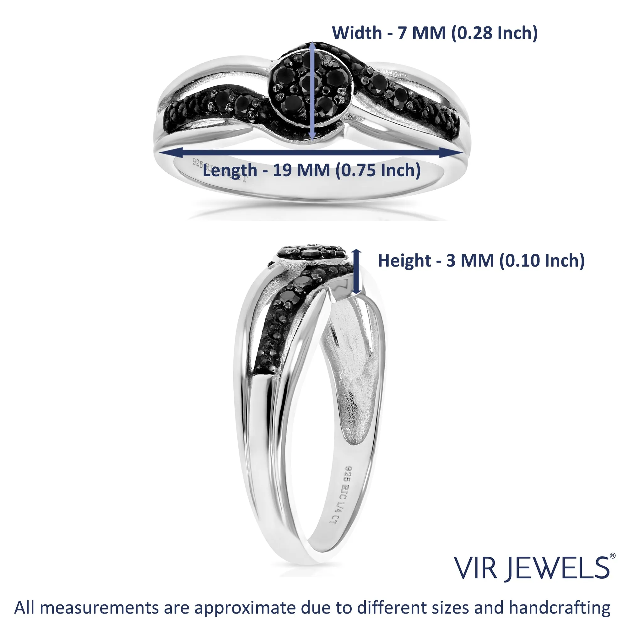 1/4 cttw Swirl Black Diamond Ring in Sterling Silver
