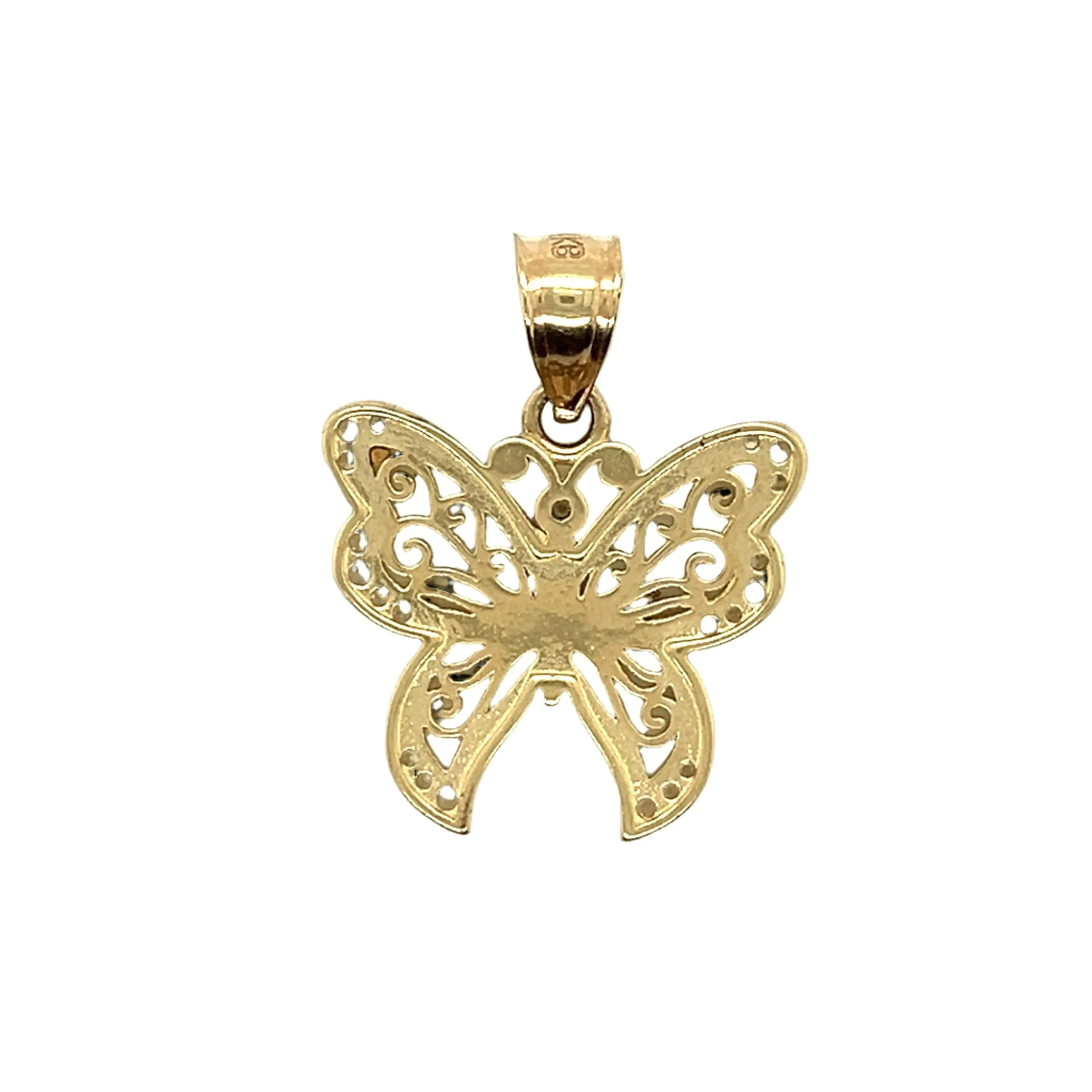 14K Fine Gold Beautiful Cut Out Pendant with Cubic Zirconia