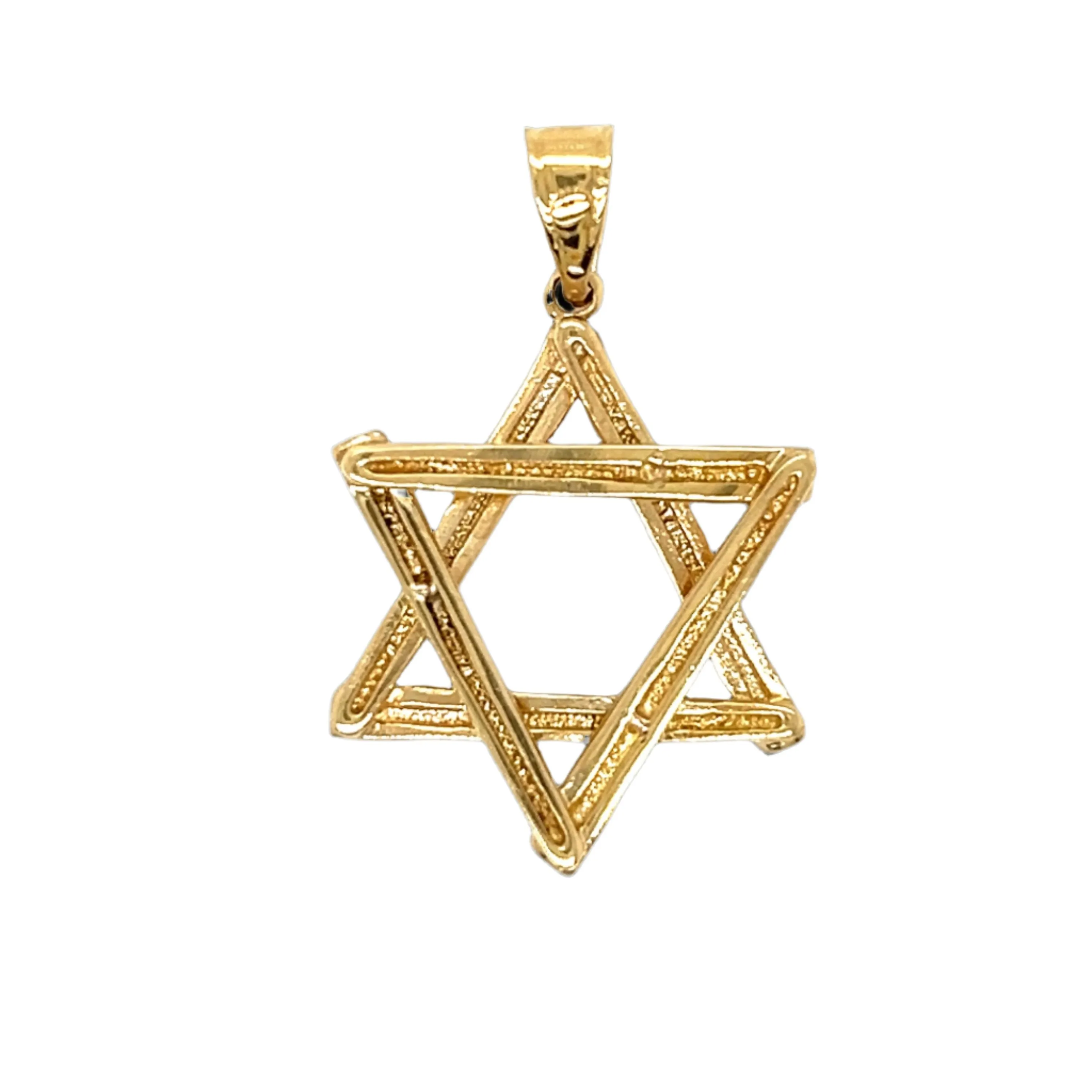 14K Gold 1.5" Plain Star of David Pendant