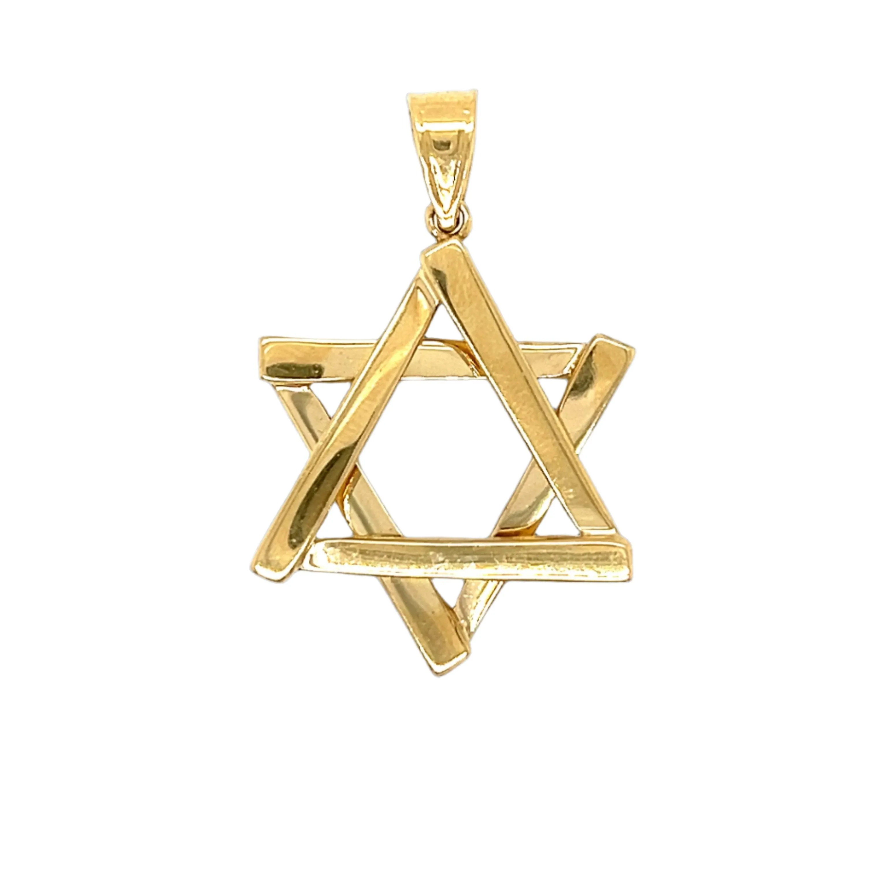 14K Gold 1.5" Plain Star of David Pendant