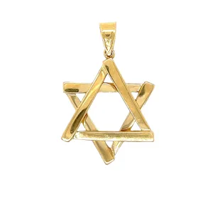 14K Gold 1.5" Plain Star of David Pendant