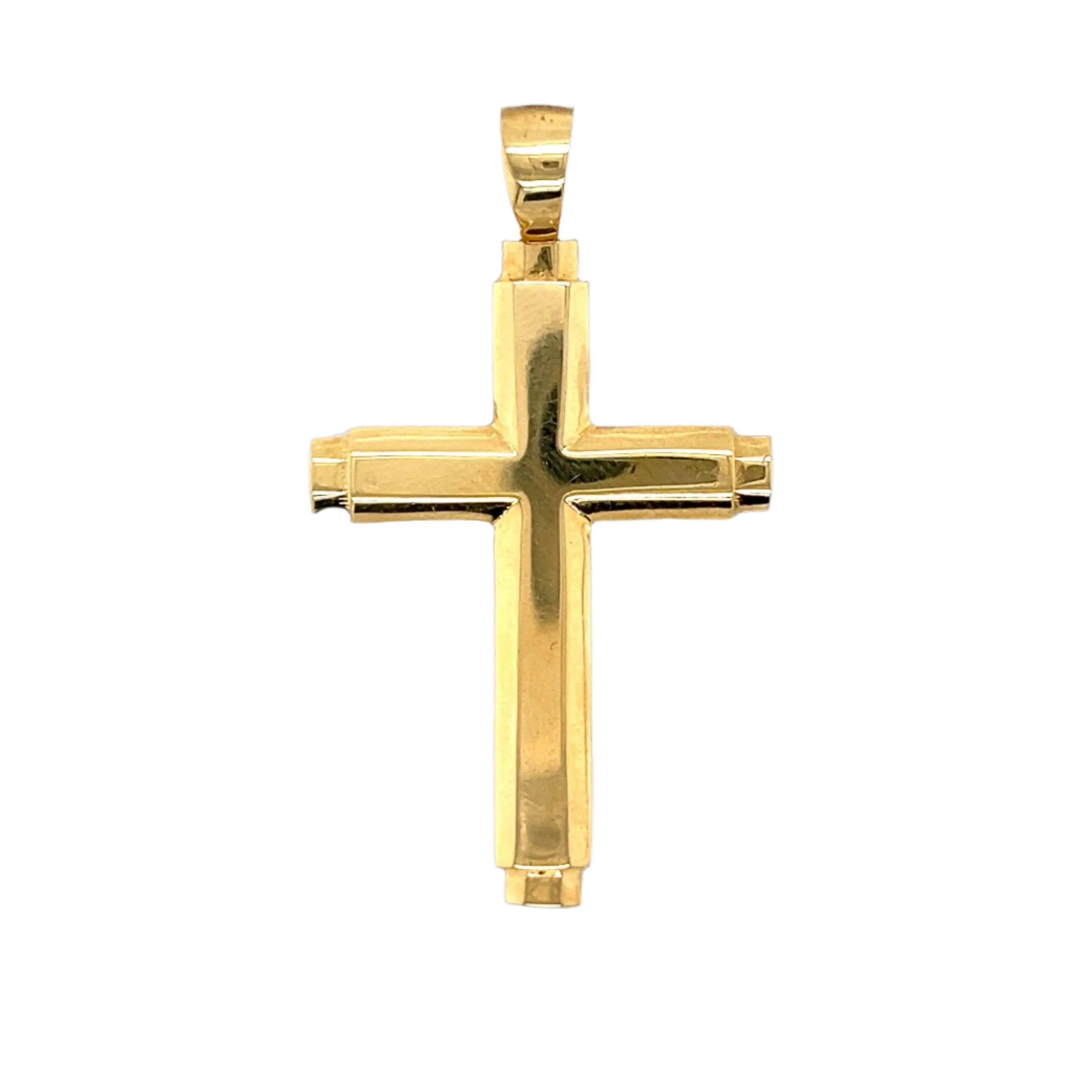 14K Gold 2" Plain Cross Pendant