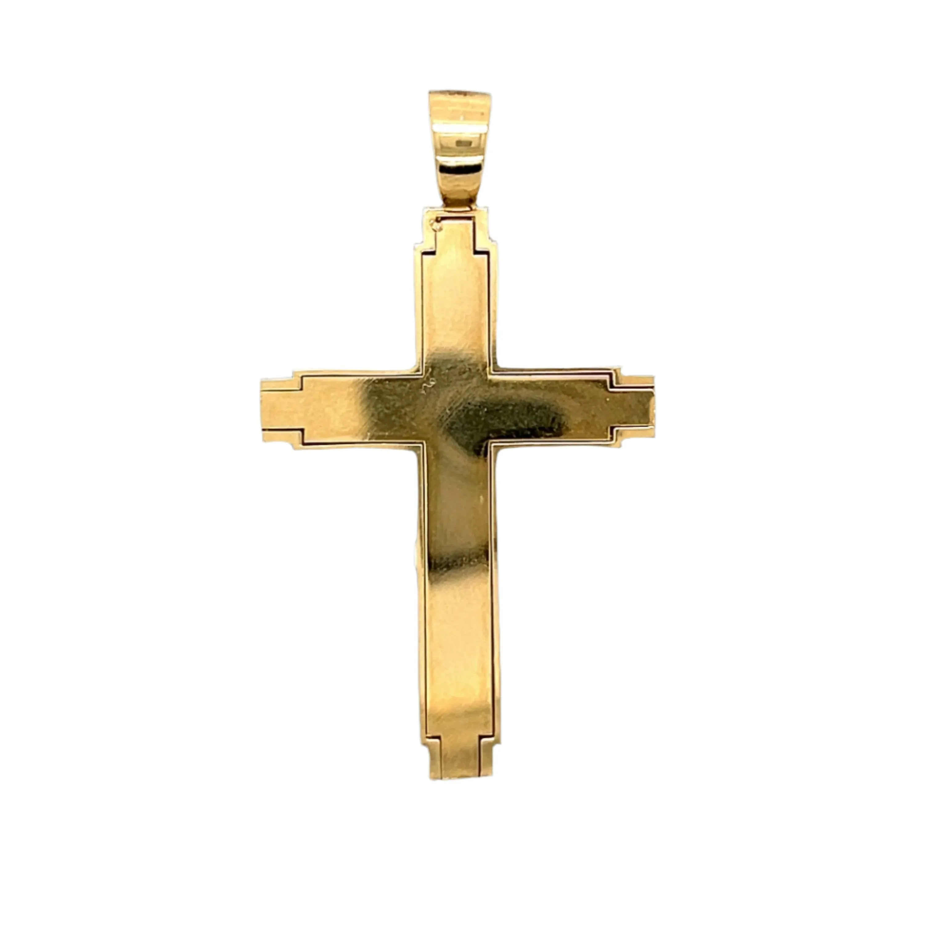 14K Gold 2" Plain Cross Pendant