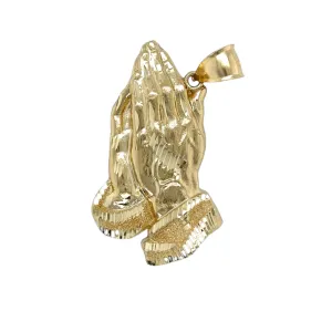14K Gold 3D Hand of Christ Praying Hands Pendant 2" or 2.5" Charm Joyeria
