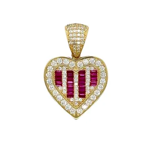 14K Gold Heart Pendants Pink Green Black Colored Cubic Zirconia Charms