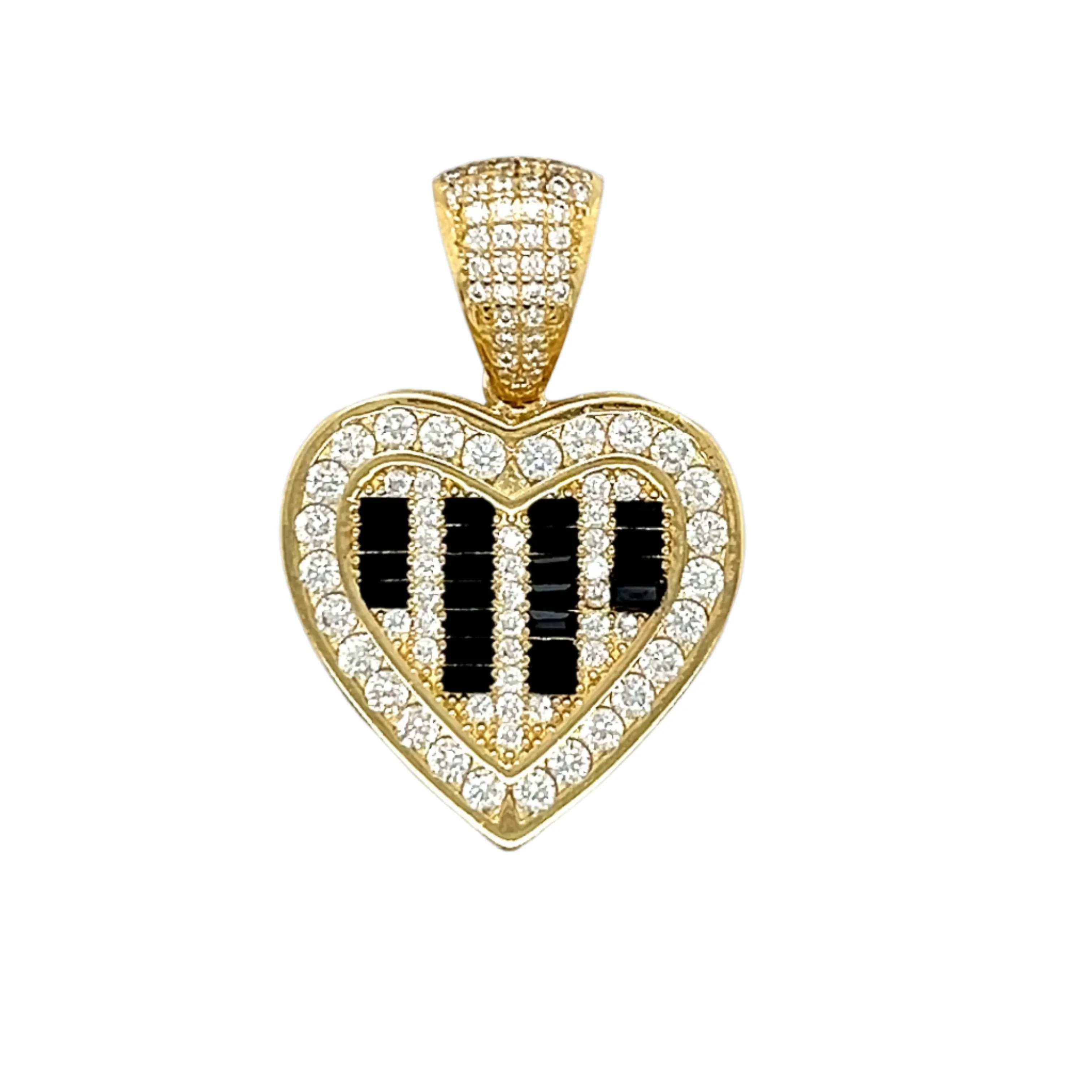 14K Gold Heart Pendants Pink Green Black Colored Cubic Zirconia Charms