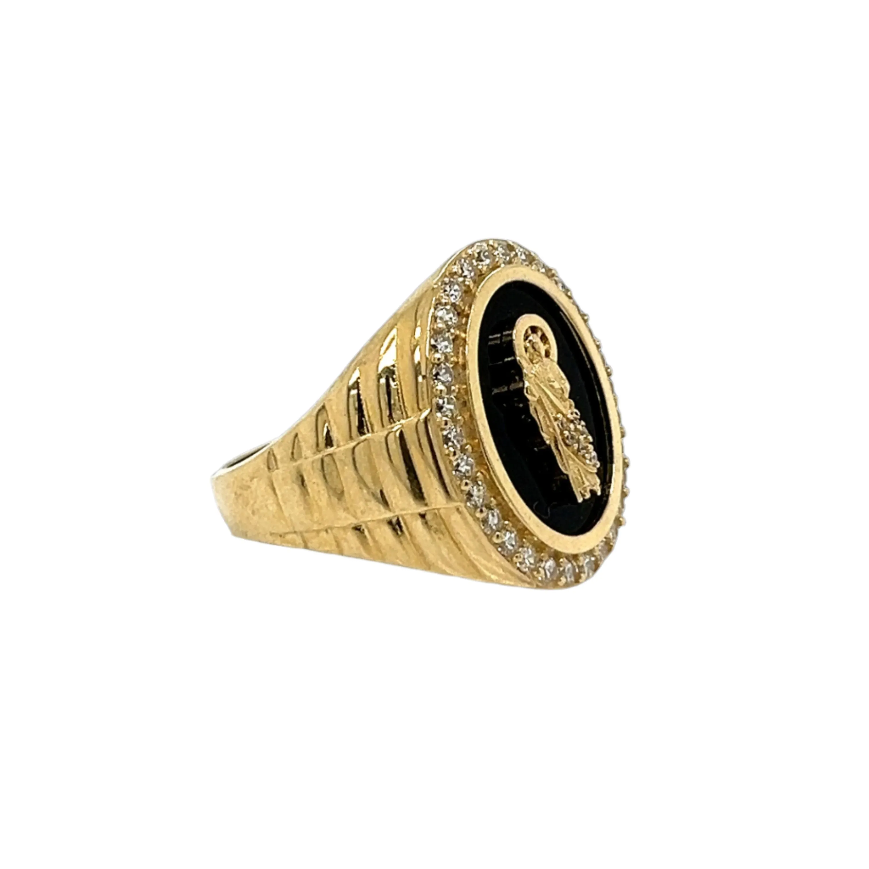 14K Gold Oval St. Judas Ring W/ CZ