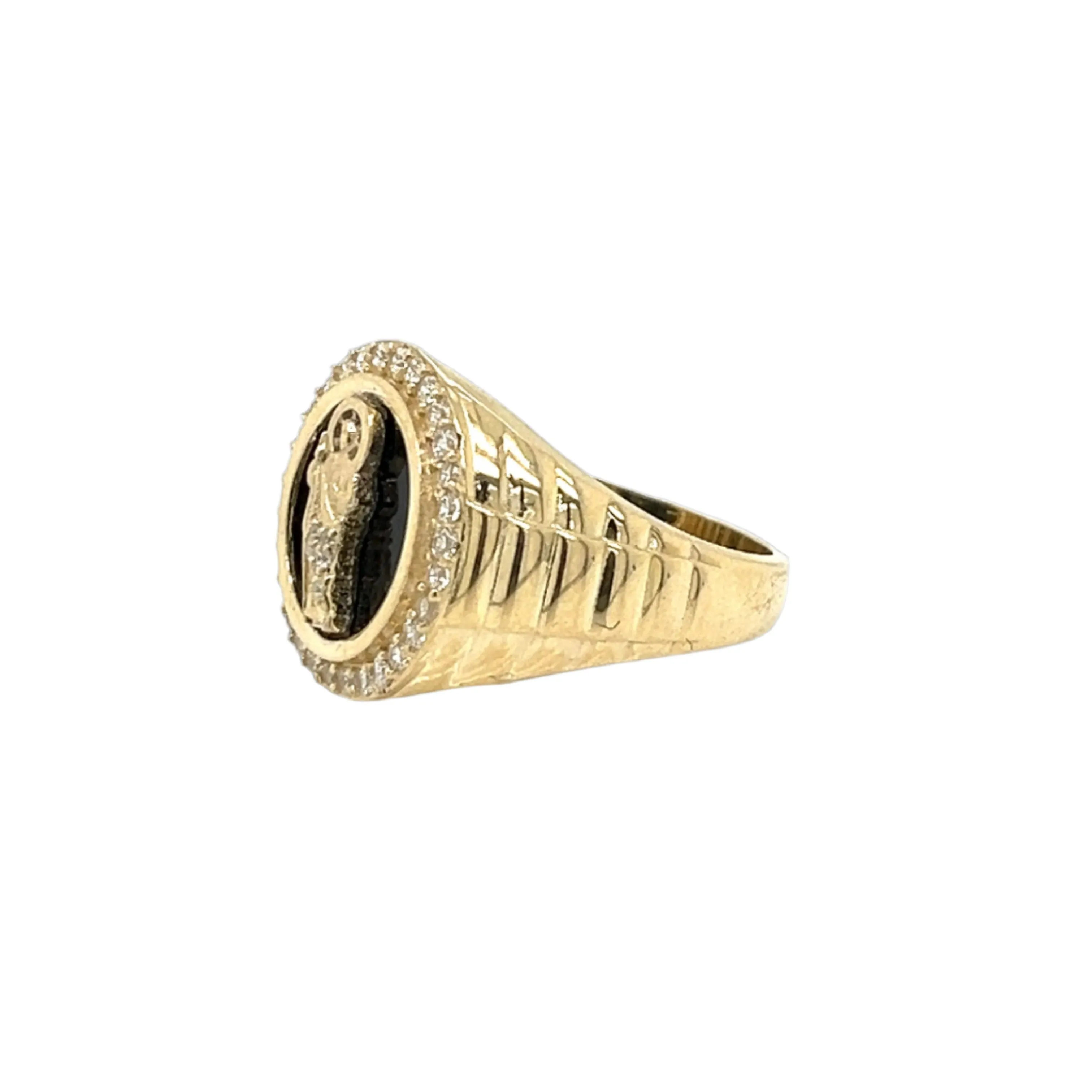 14K Gold Oval St. Judas Ring W/ CZ